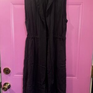 Maurices Womens Large Dark Gray Longline Drawstring Waist Sleeveless Vest